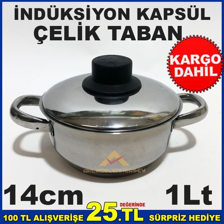 14cm İNDÜKSİYON ÇELİK KAPSÜL TABAN 1lt MİNİ ÇELİK SOS TENCERESİ