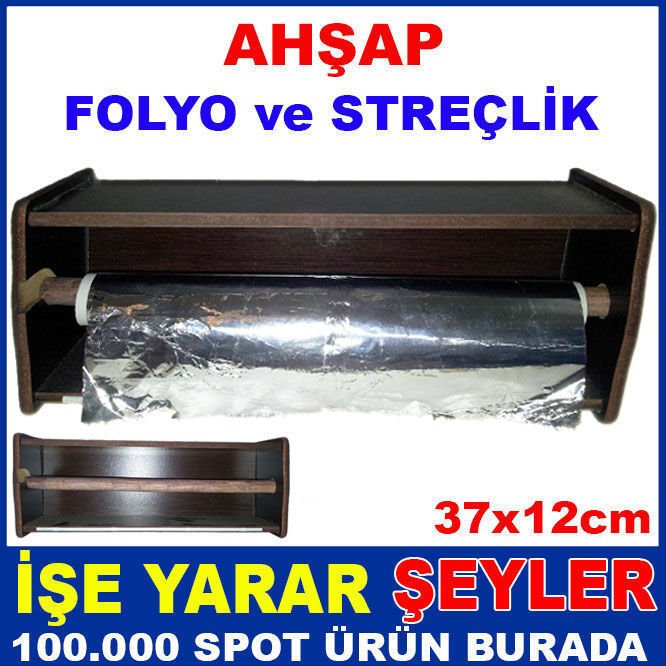 37x12cm ÖLÇÜLERİNDE AHŞAP FOLYOLUK VE STREÇLİK