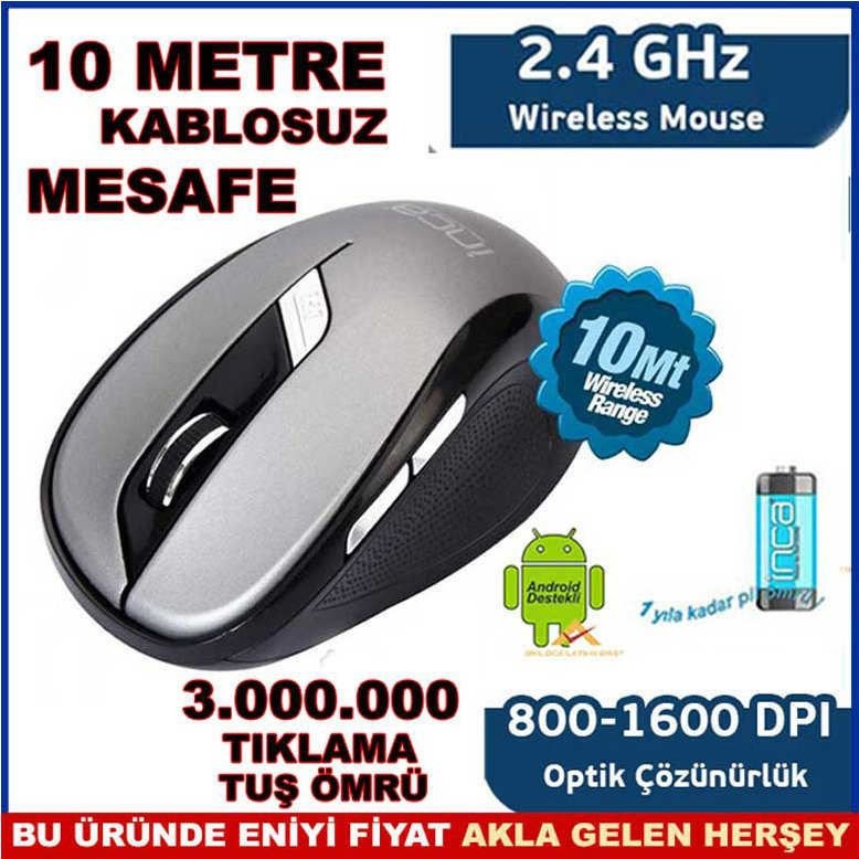 İNCA KABLOSUZ 10 METRE MESAFELİ DPI TUŞ MOUSE