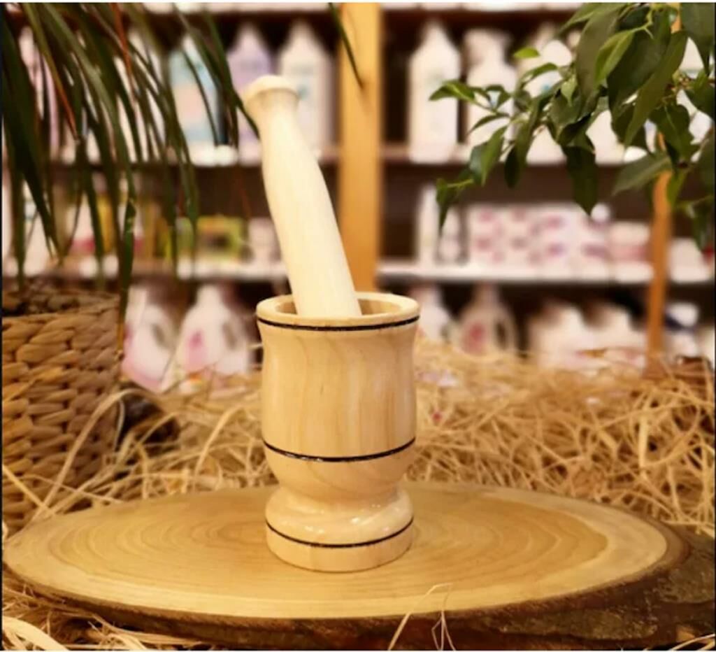 Orta Boy Ahşap Havan Baharat Ceviz Sarımsak Ezici Dövücü 5-6 Diş Sarımsağa ideal Boy