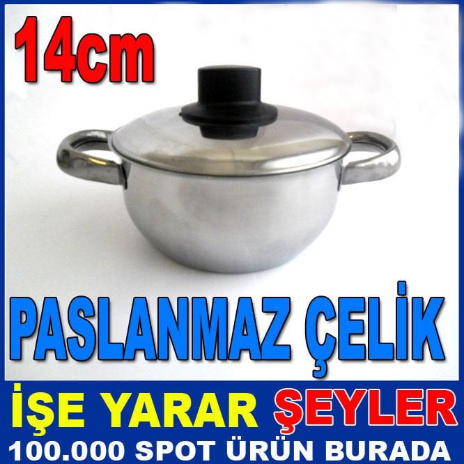 14 CM PASLANMAZ ÇELİK KAPAKLI MİNİ TENCERE