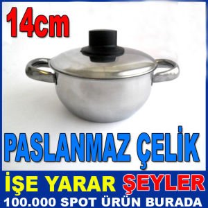 14 CM PASLANMAZ ÇELİK KAPAKLI MİNİ TENCERE