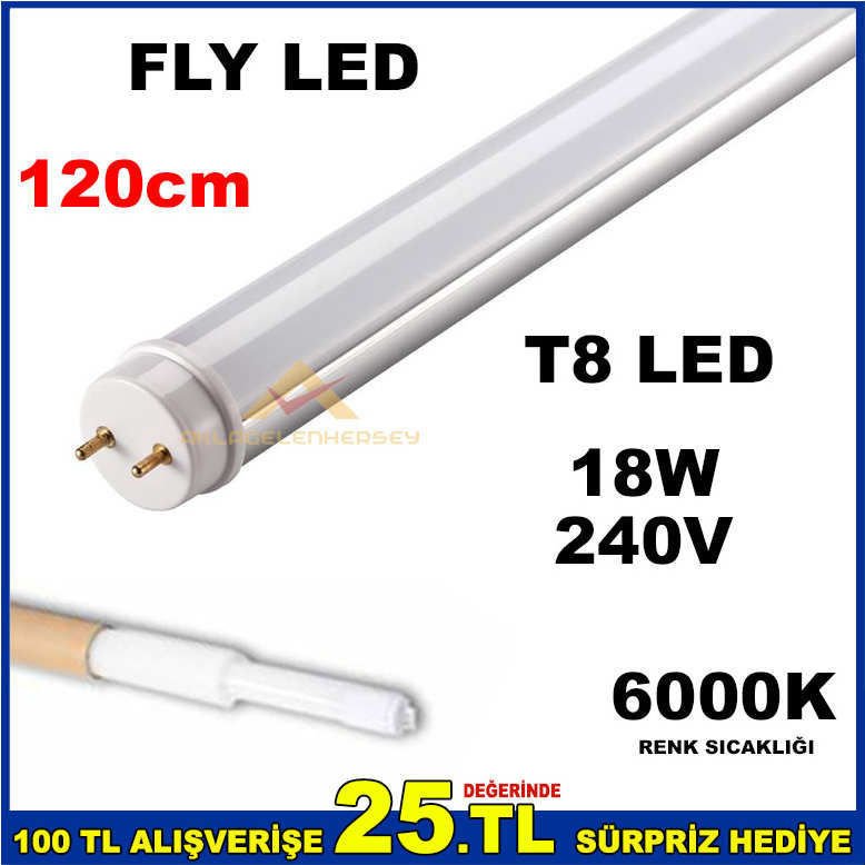 120cm FLY T8LED 18W 6000K BEYAZ FLORESAN LED CAM