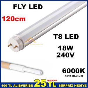 120cm FLY T8LED 18W 6000K BEYAZ FLORESAN LED CAM