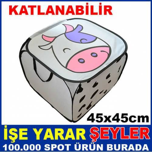 İnek Desen Model Katlanabilir Oyuncak Sepeti