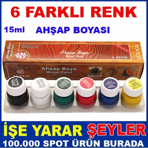 Südor 1 Kutuda 6 Farklı Renkte 15ml Ahşap Boyası