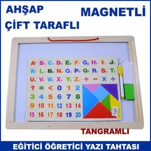Çift Taraflı Ahşap Magnetli Ve Tangramlı Yazı Tahtası Çocukların Zeka Gelişimine Yardımcı
