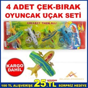 4 PARÇA ÇEK BIRAK ÖZELLİKLİ OYUNCAK UÇAK SETİ