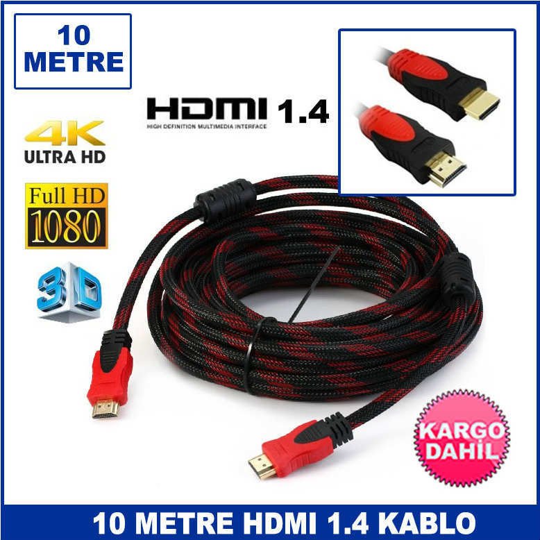 10 metre Full HD 1.4v 2160 3D Destekli HDMI Kablo Görüntü ve Ses Aktarım Kablosu