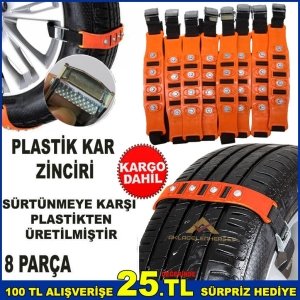 8 PARÇA SÜRTÜNMEYE ÖZEL MALZEMEDEN ÇELİK PERÇİNLİ KAR ZİNCİRCİRİ.