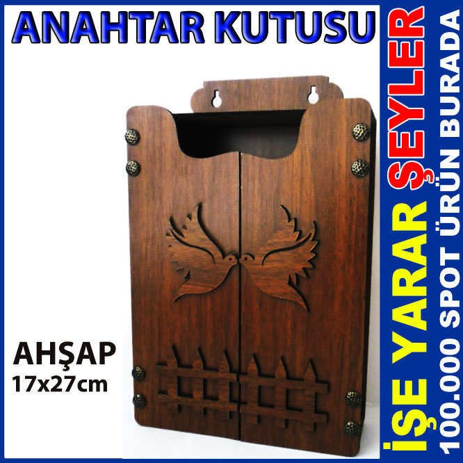 KUŞ DESENLİ ASKILI AHŞAP ANAHTAR KUTUSU
