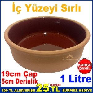 1 LİTRE TOPRAK GÜVEÇ 19cm ÇAP GÜVEÇ FIRIN KABI GÜVEÇ KABI