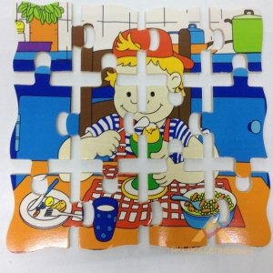 12 PARÇADAN OLUŞAN EĞLENCELİ ÇOCUK FİGÜRLÜ AHŞAP PUZZLE