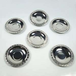 6 Adet Paslanmaz Çelik Çay Tabağı Seti Metal Çay Bardak Altlığı