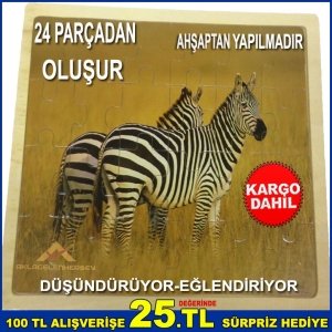 24 PARÇADAN OLUŞAN EĞLENCELİ ZEBRA FİGÜRLÜ AHŞAP PUZZLE
