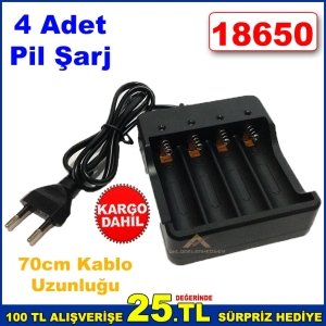 4 Adet Pili Aynı Anda Şarj Eden 18650 Pil Şarj Aleti