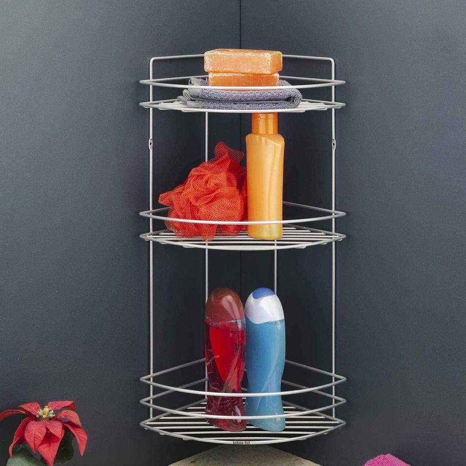 3 Katlı Krom Banyo Köşesi Paslanmaz Çelik Banyo Rafı