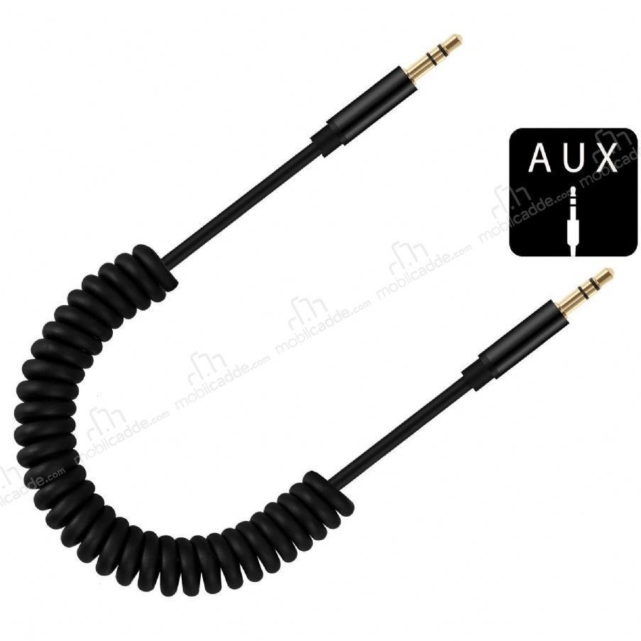 Spiral Aux Kablosu Uzayıp Kısalan 150 Cm Kablo 3.5mm Aux
