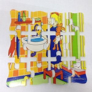 12 PARÇADAN OLUŞAN EĞLENCELİ ÇOCUK FİGÜRLÜ AHŞAP PUZZLE
