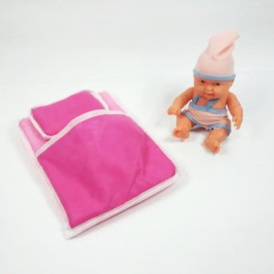 Yataklı ve Yastıklı Oyuncak  Et Bebek 20cm Kız Çocuğu Oyuncakları