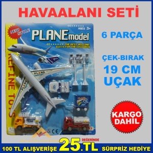 Ücretsiz Kargo 6 PARÇA OYUNCAK MODEL UÇAK VE HAVAALANI ARAÇLARI
