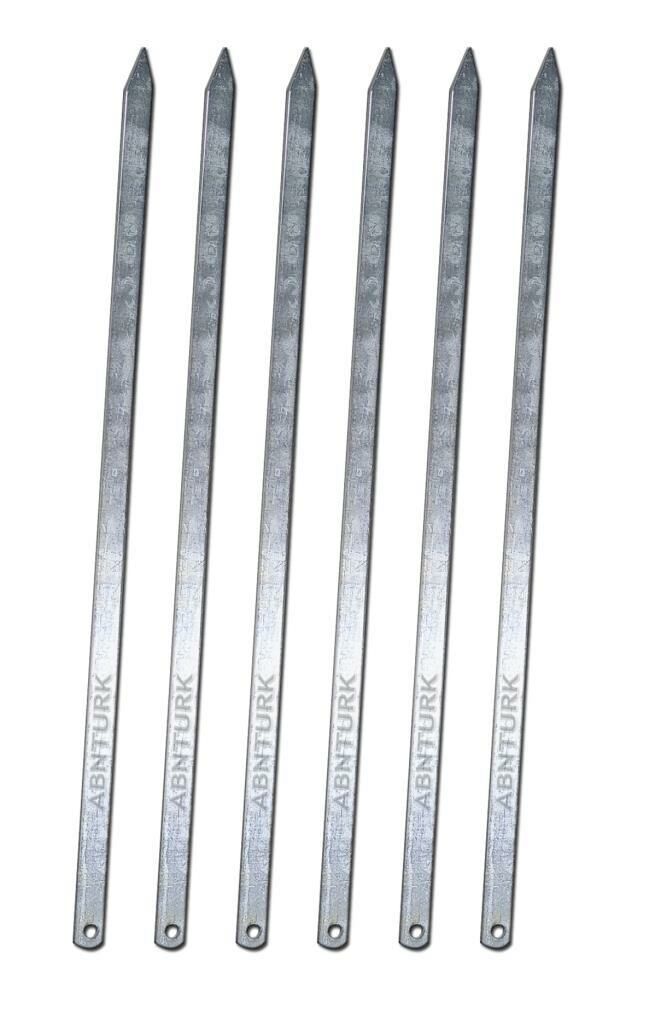 6 adet Adana Kebap Şişi 50cm Boy 16mm En Barbekü Mangal Şiş Set Metal üzeri Paslanmaz Galveniz Kaplı