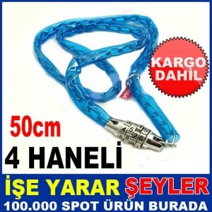 4 HANE ŞİFRELİ ZİNCİRLİ BİSİKLET KİLİTİ 50cm KD