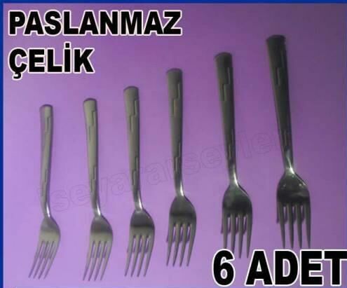 6 ADET PASLANMAZ ÇELİK TATLI ÇATALI SETİ