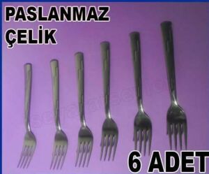 6 ADET PASLANMAZ ÇELİK TATLI ÇATALI SETİ
