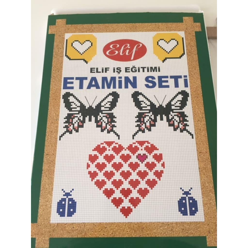 Etamin Seti Elif İş Eğitimi Seti Kasnak İğne İp Desen Seti
