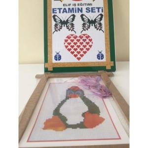 Etamin Seti Elif İş Eğitimi Seti Kasnak İğne İp Desen Seti