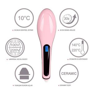 Hair Straighter Saç Düzleştirici,Şekillendirici Elektrikli Tarak LCD Ekranlı Sıcaklık Ayarlı Tarak