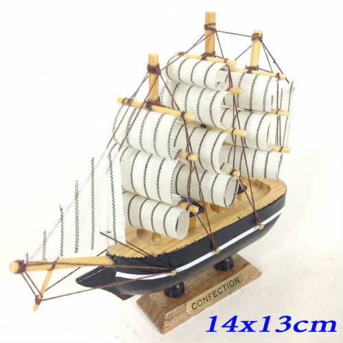 Dekoratif Ahşap Gemi 3 Direkli Şık Tasarım Maket Gemi 14x13cm Ebatında Masaüstü Süsü
