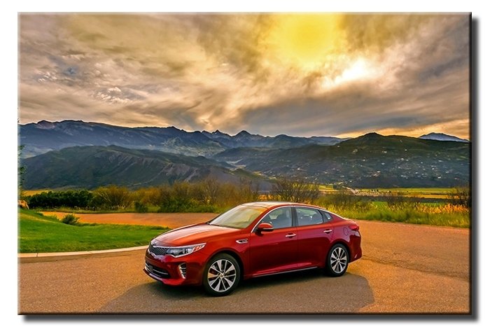 KIRMIZI KIA OPTIMA 6 değişen ölçü ORİJİNAL KANVAS TABLO