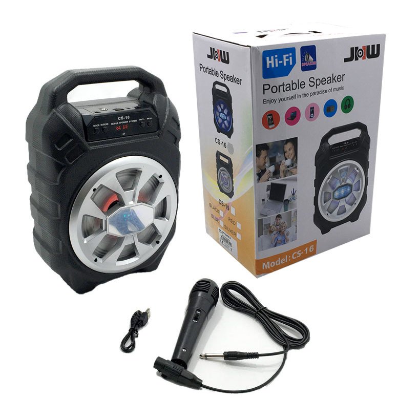 Mikrofonlu Taşınabilir Şarjlı Kablosuz Bluetooth Speakers Hoparlör Led Işıklı CS-16