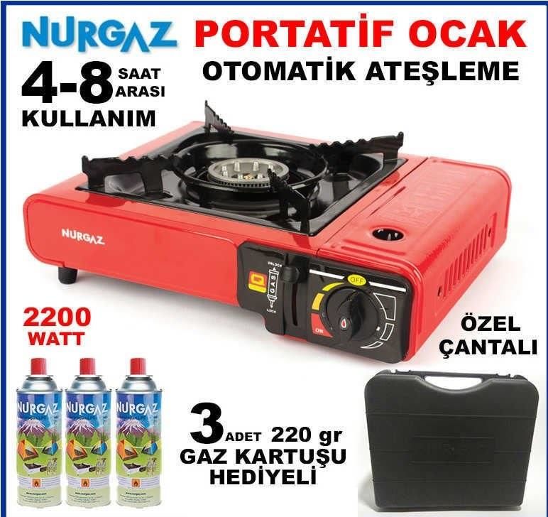 3 ADET GAZ KARTUŞU HEDİYELİ ÖZEL ÇANTALI PORTATİF OCAK