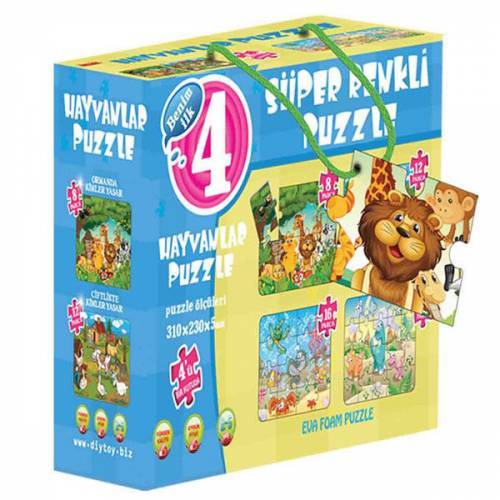 TABA GRUP 1481 HAYVANLAR SÜPER RENKLİ PUZZLE 4LÜ