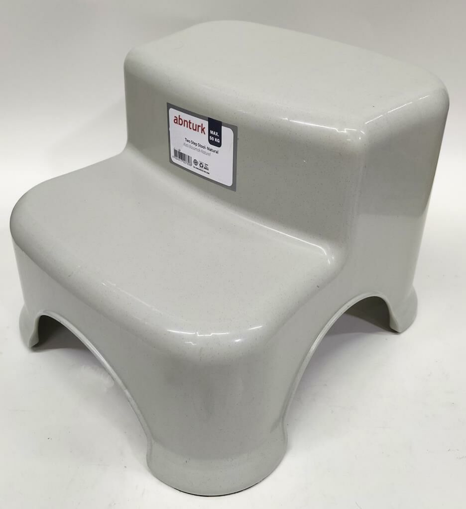 Bej Rengi Merdiven 2 Basamaklı Çocuk Taburesi Kaymaz Tabanlı Çocuklara Lavabo WC Basamağı