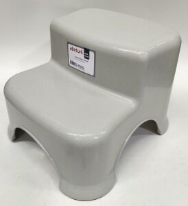 Bej Rengi Merdiven 2 Basamaklı Çocuk Taburesi Kaymaz Tabanlı Çocuklara Lavabo WC Basamağı