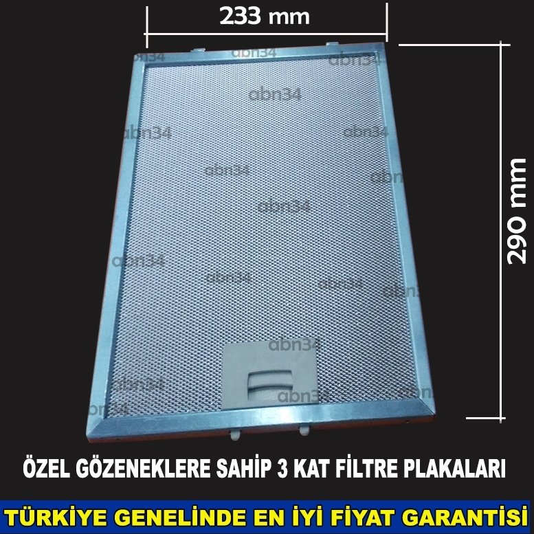Alüminyum Davlumbaz Filtresi 233x290 mm Ankastre Filtresi