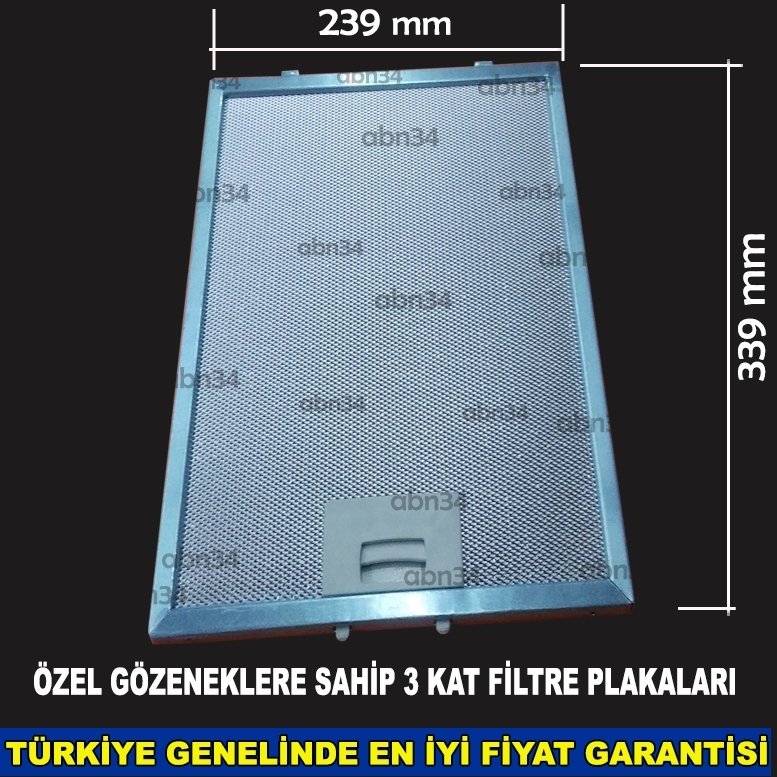 Alüminyum Davlumbaz Filtresi 239x339 mm Ankastre Filtresi