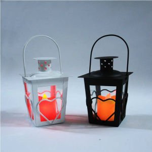 Kalp Desenli Ferforje Metal Mumluk - Tea Light Mumluk - Kafes Mumluk - Dekoratif Mumluk 11x7 cm