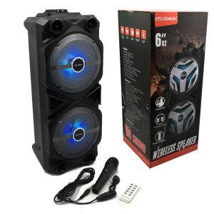 Büyük Boy Taşınabilir Şarjlı Kablosuz Bluetooth Karaoke Hoparlör Kumandalı Led Işıklı KTS-1054A