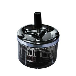 Metal Gövde Basmalı Dönerli Kül Tablası - Koku Yok Edici Küllük