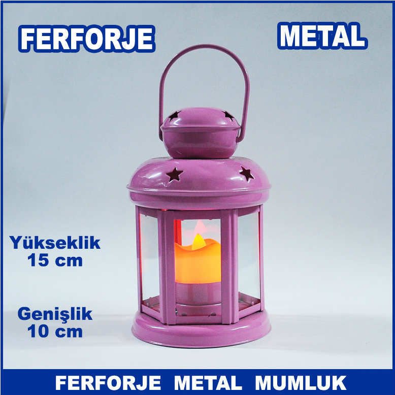 Motifli Ferforje Metal Kafes Mumluk - Tea Light Mumluk - Kafes Mumluk - Dekoratif Mumluk 15x10cm
