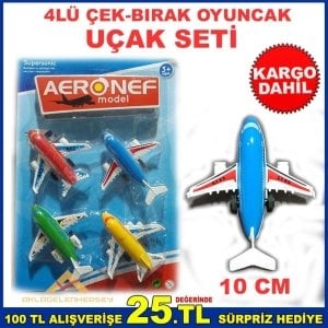 Ücretsiz Kargo 4 PARÇA ÇEK-BIRAK ÖZELLİKLİ OYUNCAK UÇAK SETİ