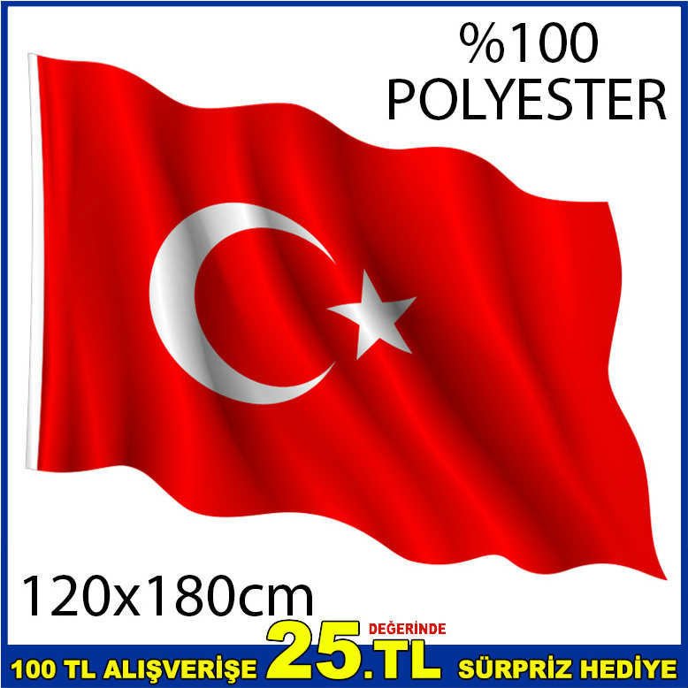 1. KALİTE POLYESTER KUMAŞ TÜRK BAYRAĞI 120x180cm-3