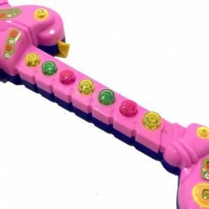 11 Tuşlu Türkçe Müzikli Notalı Pille Çalışan Oyuncak Çocuk Gitarı 35cm Oyuncak Gitar