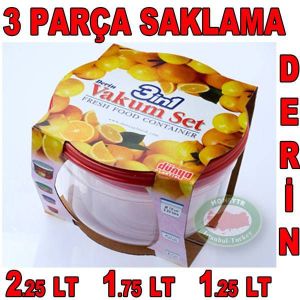 3 pcs DERİN VAKUM SAKLAMA SET MİKRODALGA UYUMLU