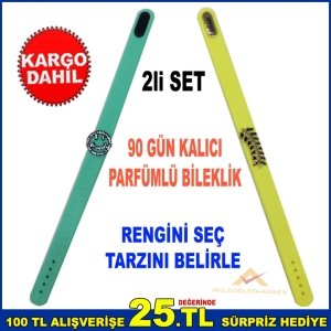 KRİSTAL TAŞ İŞLEME SİLİKON KEMERLİ 2 ADET PARFÜM KOKULU BİLEKLİK